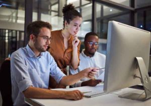 marketing team working on new auto parts marketing ideas