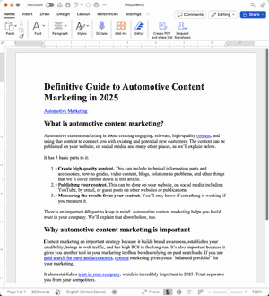 automotive content marketing article